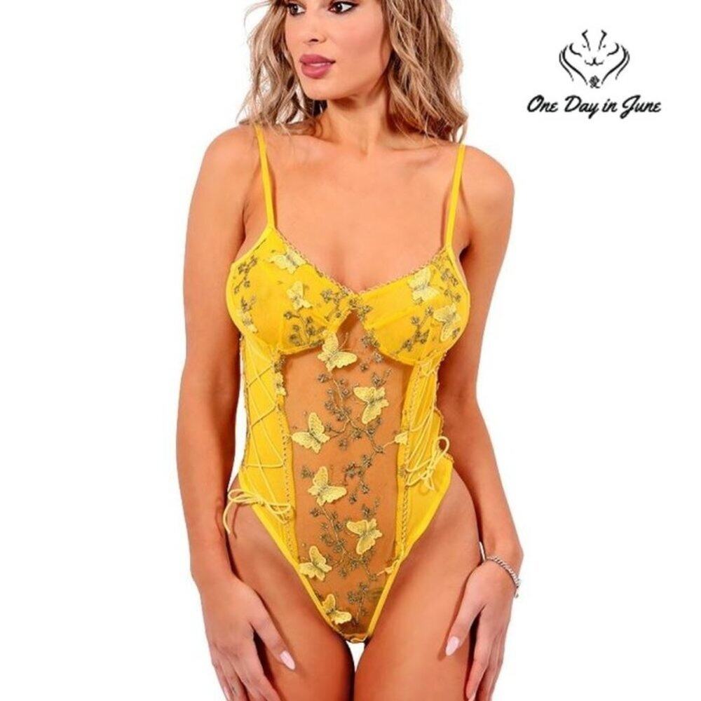 Amzbrly Butterfly Embroidered Bodysuit Size S